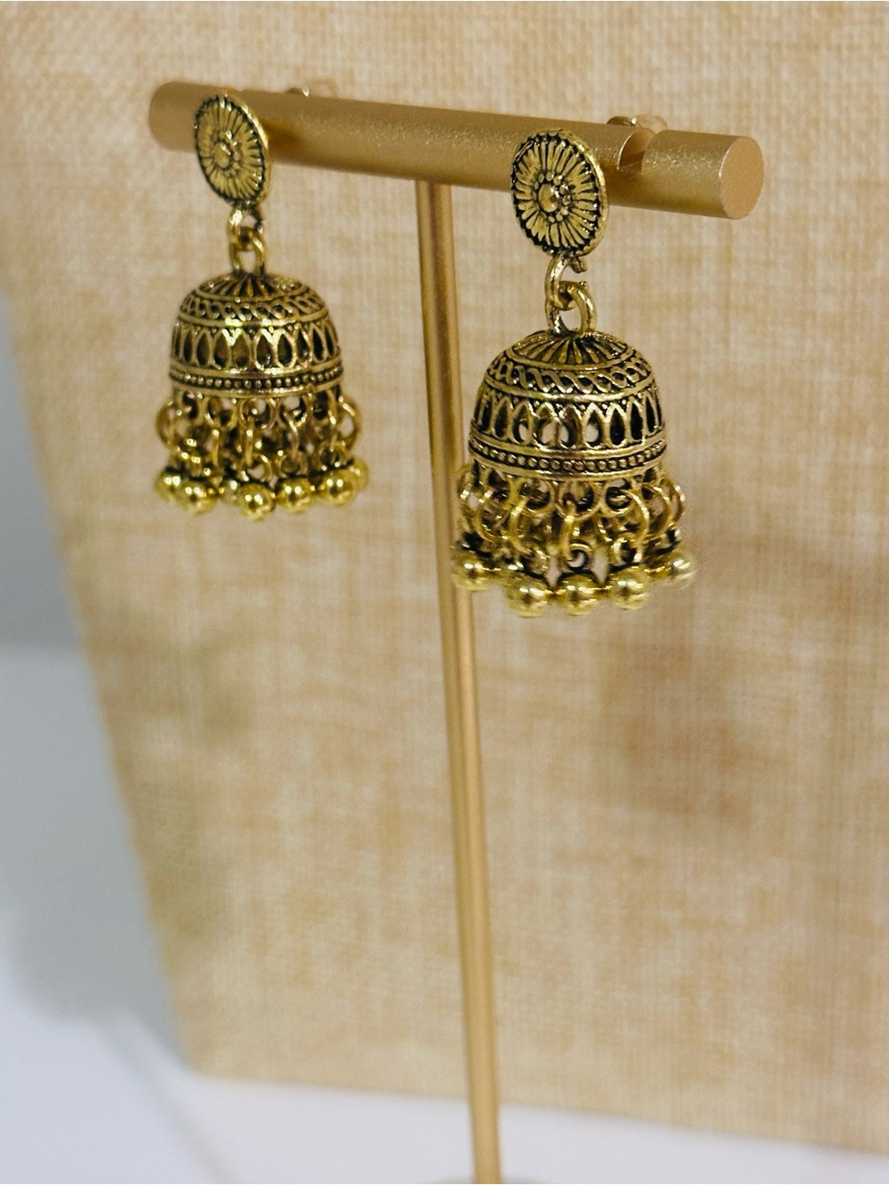 Fashion Jewelry Gold Filigree Jhumka Drop Earrings
